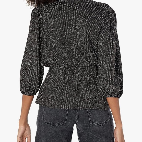 DKNY (M) Bli blk / ivory dressy 2 pieces 3/4 sleeves blouse / tunic - Picture 2 of 16